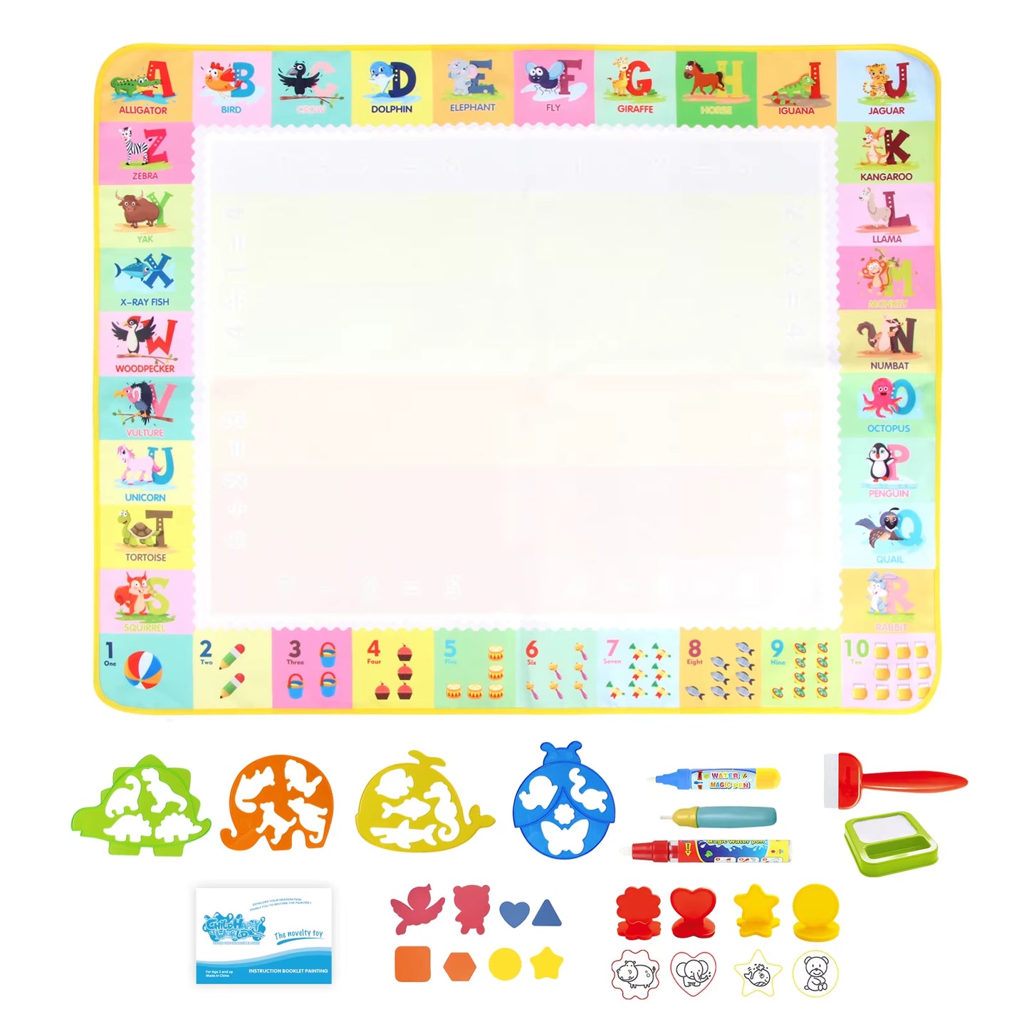 100X80Cm Magic Water Drawing Mat Coloring Doodle with Reusable Magic Pens Montessori Painting Board Educational Toys Kids Gifts