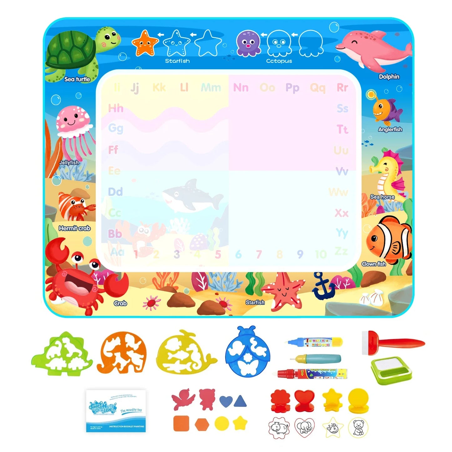 100X80Cm Magic Water Drawing Mat Coloring Doodle with Reusable Magic Pens Montessori Painting Board Educational Toys Kids Gifts