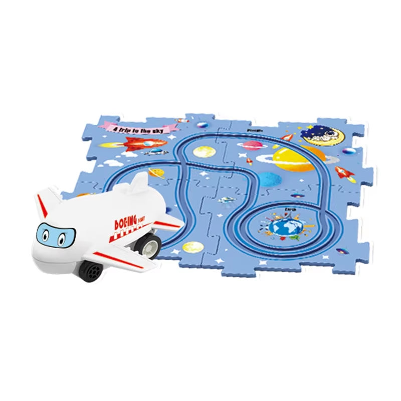 Flexible Railway Track Rail Car Puzzel Toy DIY Assemble Jigsaw Parent-Child Interaction Toy Electric Track Car Puzzle Toys Gifts