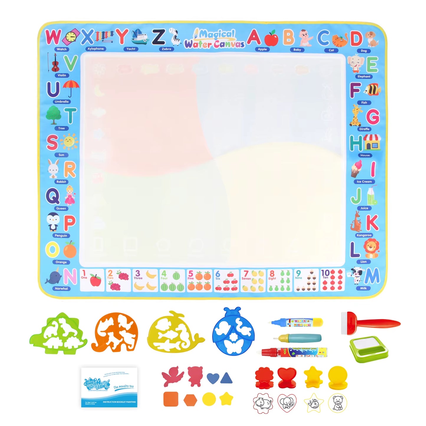 100X80Cm Magic Water Drawing Mat Coloring Doodle with Reusable Magic Pens Montessori Painting Board Educational Toys Kids Gifts
